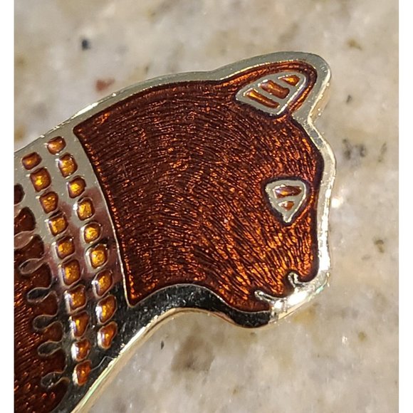Fish & Crown Cloisonne Orange Cat Fancy Egyptian Collar Brooch Pin - Picture 5 of 10
